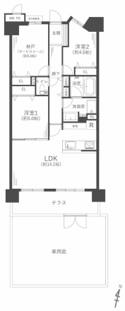 ライオンズマンション住吉川 103 間取り図